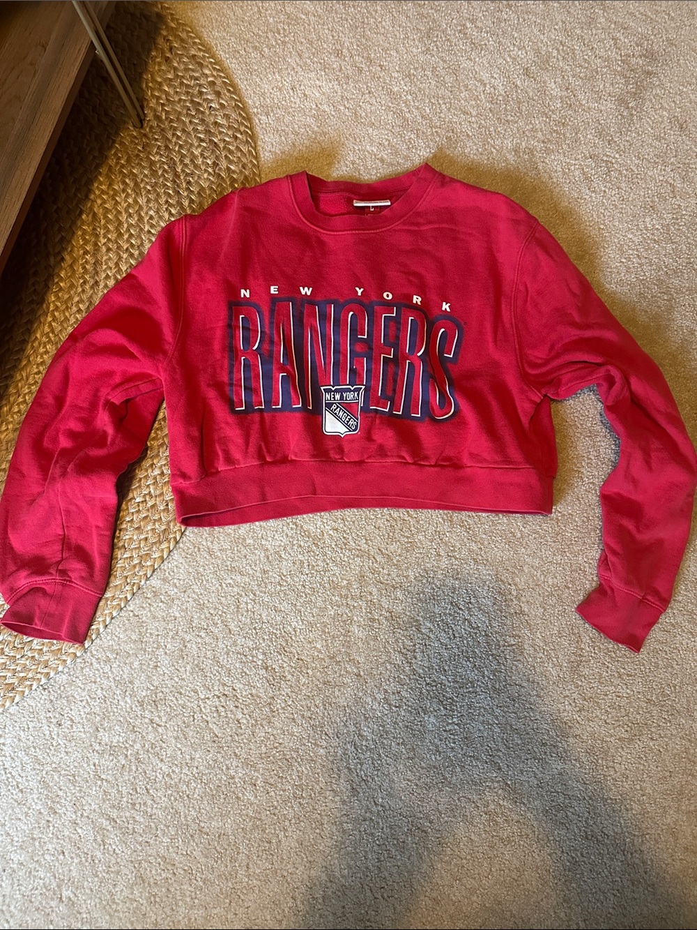 New York Rangers Red Cropped Sweatshirt